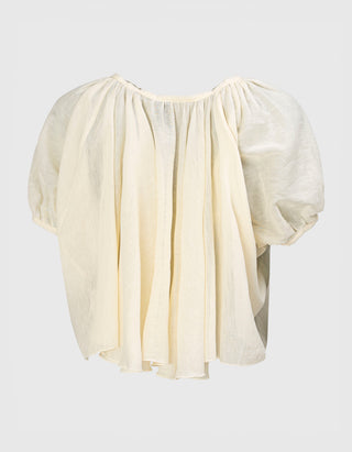 Cropped Baumwoll-Leinen Bluse