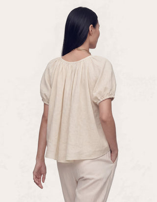 Cropped Baumwoll-Leinen Bluse