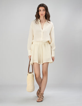 Leinen Shorts mit elastischem Bund