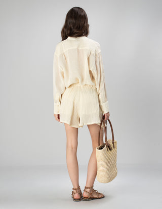 Leinen Shorts mit elastischem Bund