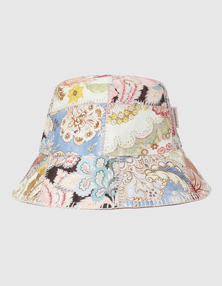 Gemusterter Leinen Wende Bucket Hat