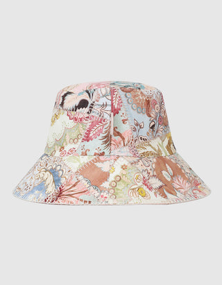 Gemusterter Leinen Wende Bucket Hat