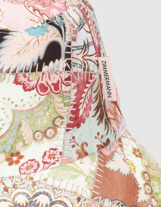 Gemusterter Leinen Wende Bucket Hat