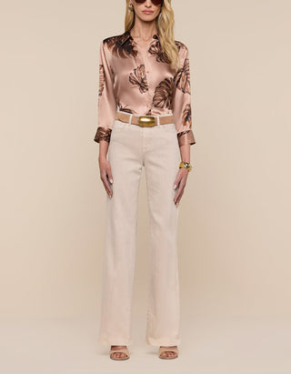 Gemusterte Seiden-Bluse Dani mit 3/4 Ärmeln