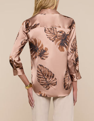 Gemusterte Seiden-Bluse Dani mit 3/4 Ärmeln