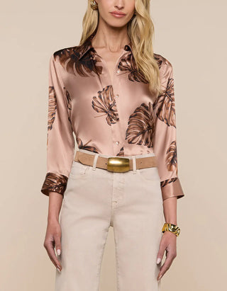 Gemusterte Seiden-Bluse Dani mit 3/4 Ärmeln