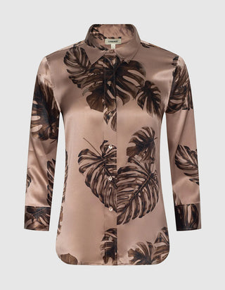 Gemusterte Seiden-Bluse Dani mit 3/4 Ärmeln
