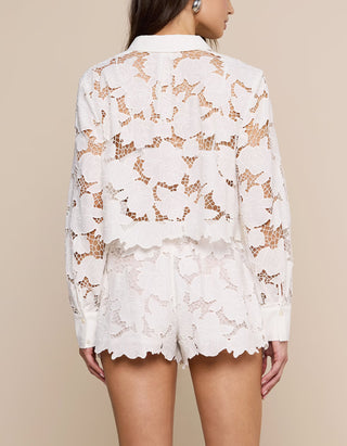 Cropped Baumwollspitzen-Bluse Seychelle