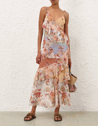 Gemustertes Maxi-Kleid Awaken Frilled Slip