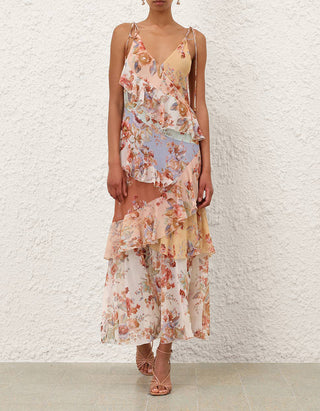 Gemustertes Maxi-Kleid Awaken Frilled Slip