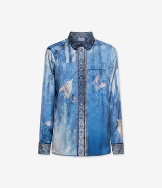 Gemusterte Seiden-Bluse