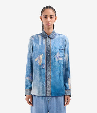 Gemusterte Seiden-Bluse