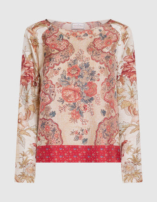 Gemusterte Seiden-Bluse