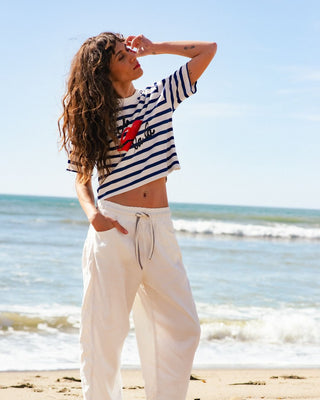 Gestreiftes Cropped Boxy-Fit T-Shirt Non Cuff