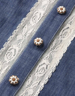 Denim-Bluse Awaken mit Häkelspitz-Details