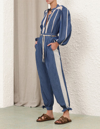 Denim-Bluse Awaken mit Häkelspitz-Details