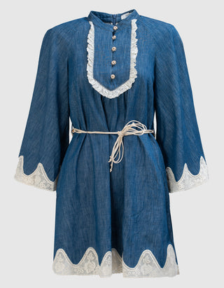 Mini-Kleid Awaken Denim mit Bindegürtel