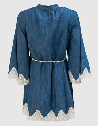 Mini-Kleid Awaken Denim mit Bindegürtel
