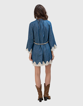 Mini-Kleid Awaken Denim mit Bindegürtel