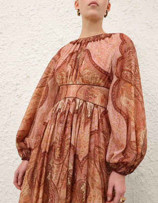 Gemustertes Baumwoll-Seiden-Kleid Wanderlust