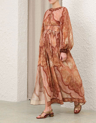 Gemustertes Baumwoll-Seiden-Kleid Wanderlust