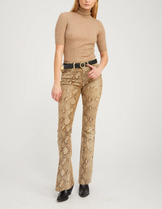 Lammleder-Hose 5 Pocket Micro Flare mit Python-Optik