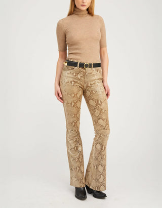 Lammleder-Hose 5 Pocket Micro Flare mit Python-Optik