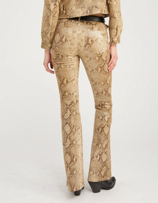 Lammleder-Hose 5 Pocket Micro Flare mit Python-Optik