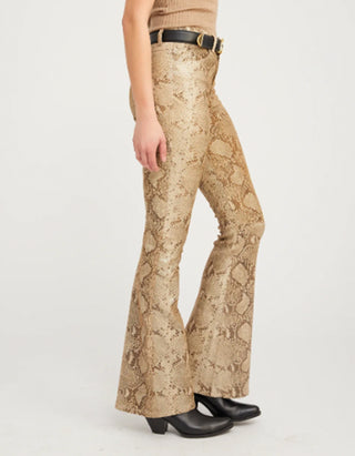 Lammleder-Hose 5 Pocket Micro Flare mit Python-Optik