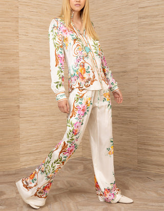 Gemusterte Seiden-Mix-Bluse Kahlani