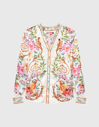 Gemusterte Seiden-Mix-Bluse Kahlani