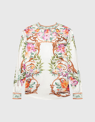 Gemusterte Seiden-Mix-Bluse Kahlani