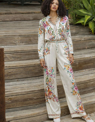 Gemusterte Seiden-Mix Hose Lyanna