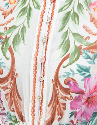 Gemustertes Kleid Itzayana mit Rüschen-Verzierung