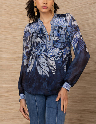 Gemusterte Seiden-Mix Bluse Delphine