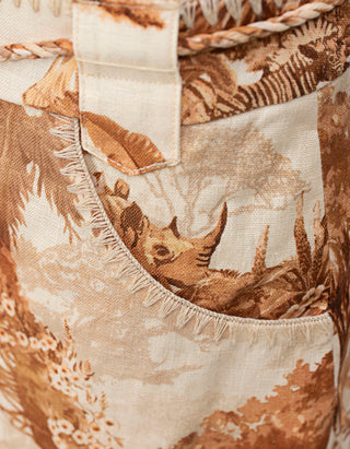 Gemusterte Leinen-Shorts Indra
