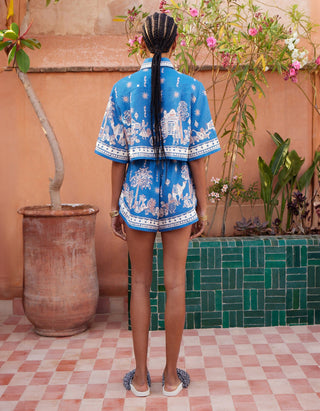 Gemusterte Leinen-Short Acacia