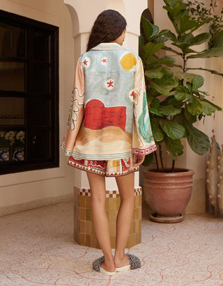 Gemusterte Seiden-Bluse Michelle