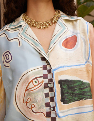 Gemusterte Seiden-Bluse Michelle