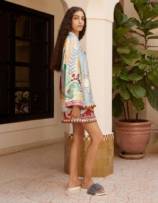 Gemusterte Seiden-Bluse Michelle