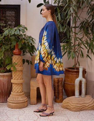 Gemustertes Mini-Kleid Martine mit Ballon-Ärmeln