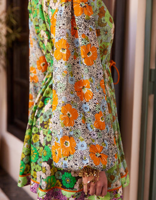 Gemustertes Mini-Kleid Orange Blossom