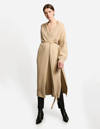 Langer Kaschmir-Mix Cardigan Atenella mit Bindegürtel