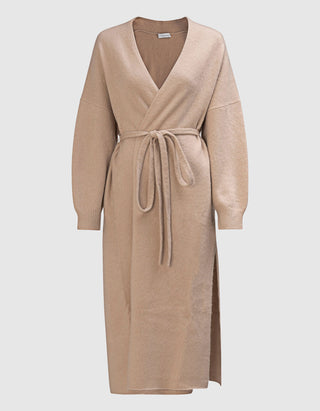 Langer Kaschmir-Mix Cardigan Atenella mit Bindegürtel