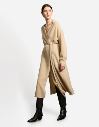 Langer Kaschmir-Mix Cardigan Atenella mit Bindegürtel