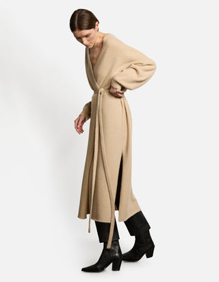 Langer Kaschmir-Mix Cardigan Atenella mit Bindegürtel