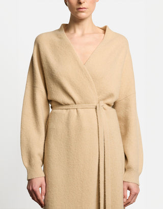 Langer Kaschmir-Mix Cardigan Atenella mit Bindegürtel