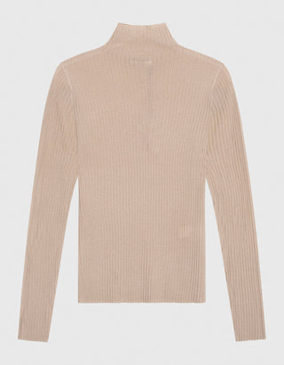 Gerippter Merinowoll-Pullover Balida mit Stehkragen