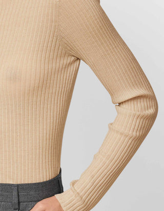 Gerippter Merinowoll-Pullover Balida mit Stehkragen