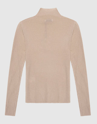 Gerippter Merinowoll-Pullover Balida mit Stehkragen